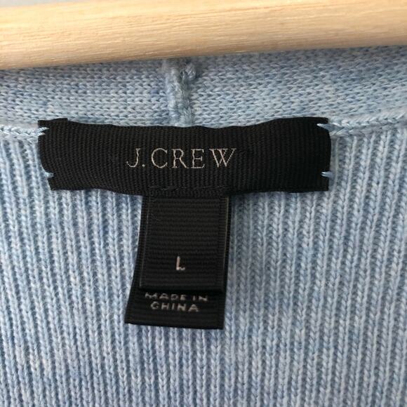 J. Crew baby blue v neck bell sleeve wool sweater size large soft - Picture 6 of 8